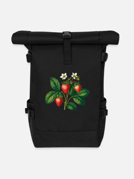 erdbeeren,vintage,retro,zeichnung,malerei - Rolltop Rucksack - Schwarz