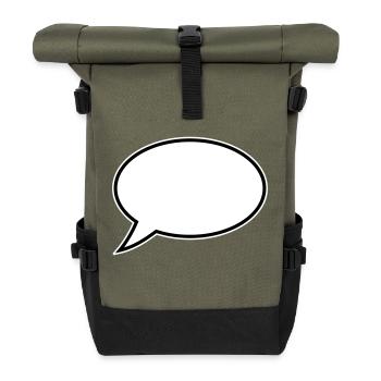Speech Bubble Design - Roll Top Backpack - olive/black - Front