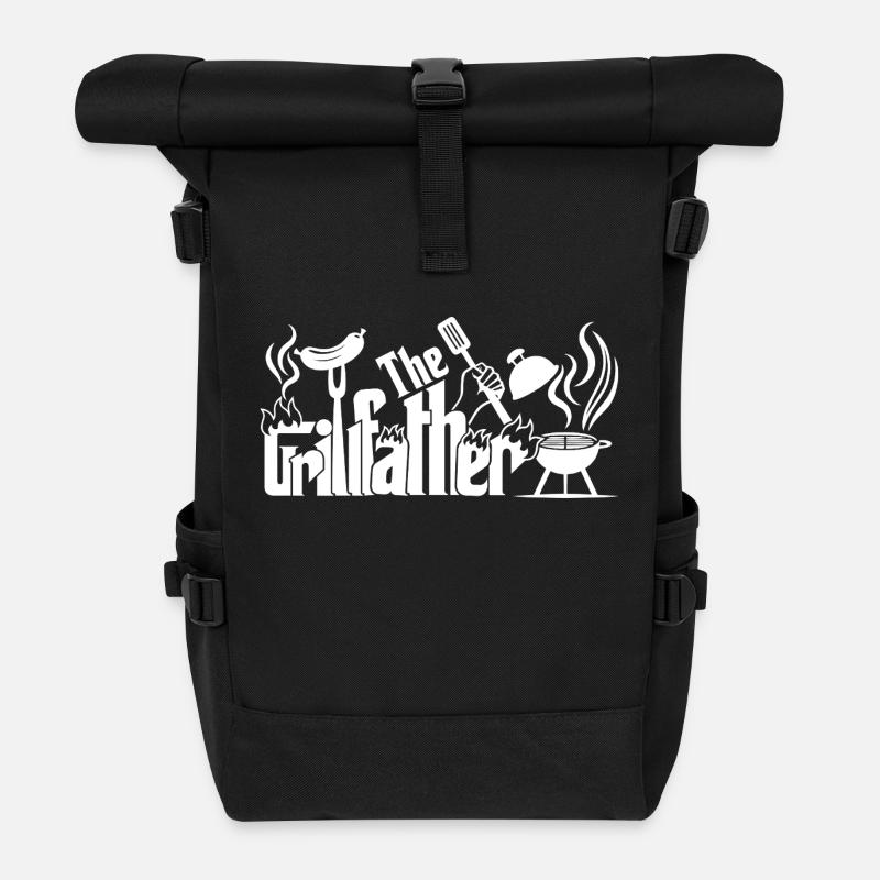 Grillen BBQ Vater Papa am Grill - Rolltop Rucksack - Schwarz