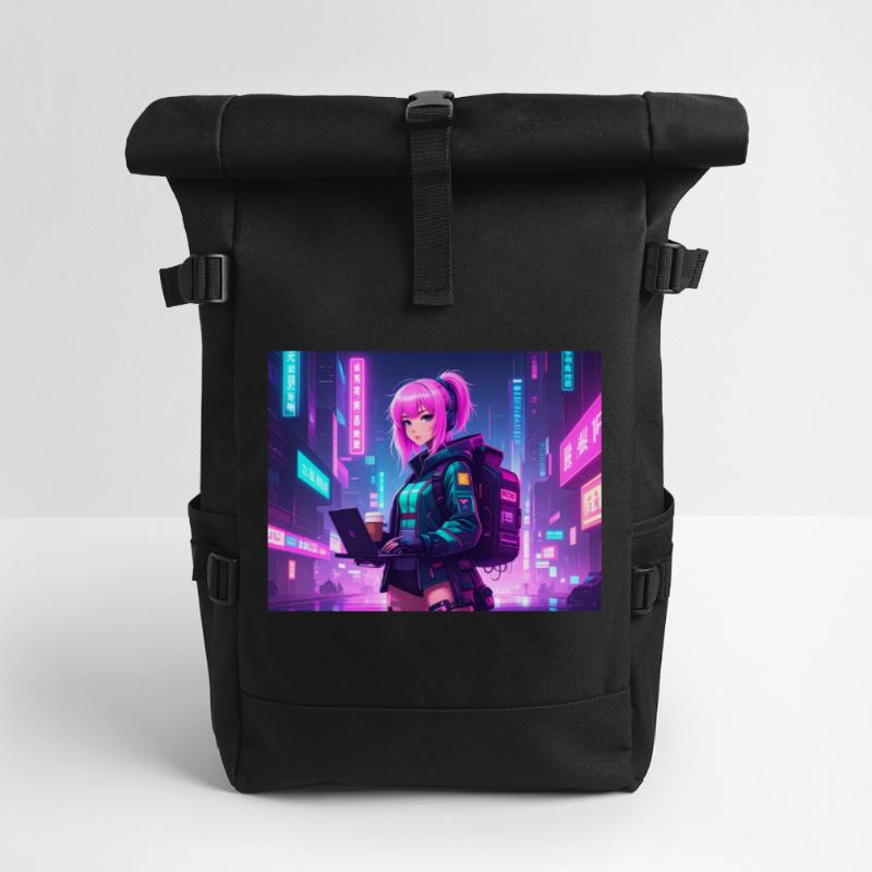 Neon Hacker Girl – Prêt à coder et à conquérir Sac à dos roll top