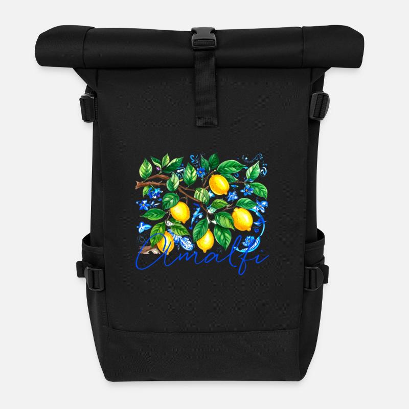 amalfi, zitronen, porzellan,keramik,zitrone - Rolltop Rucksack - Schwarz