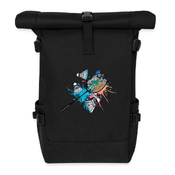 badminton, badminton, coloré, peinture, graffiti - Sac à dos roll top - noir - Devant