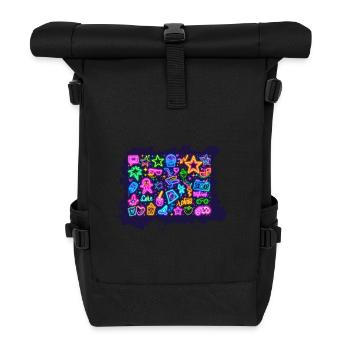 néonscintillant, nostalgique, culture pop, rétro - Sac à dos roll top - noir - Devant