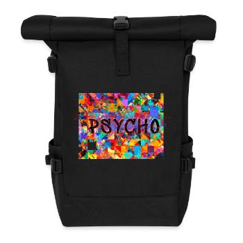 Pattern, Pop Art, Psycho, Psychedelic - Roll Top Backpack - black - Front