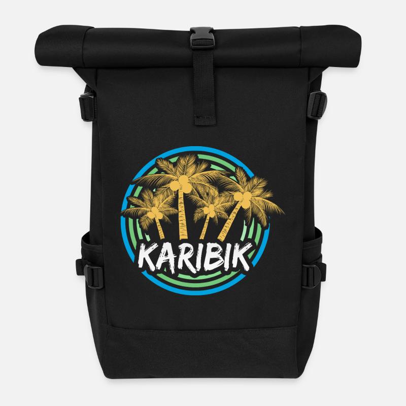 Karibik als Urlaub - Rolltop Rucksack - Schwarz