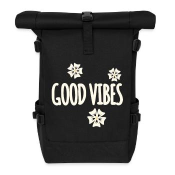 Les fleurs symbolisent le design des vibrations positives - Sac à dos roll top - noir - Devant