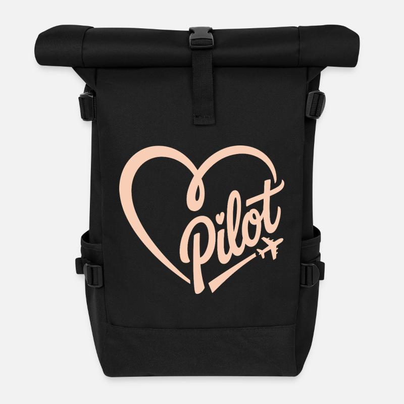 Pilote et avion - Sac à dos roll top - noir