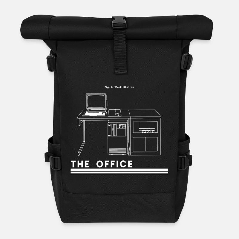 Retro Schreibtisch Silhouette - Rolltop Rucksack - Schwarz