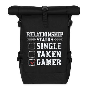 Gamer Beziehungsstatus Shirt - Rolltop Rucksack - Schwarz - Vorne