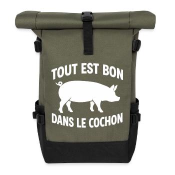 Alles ist gut im Schweinehumor Kochen BBQ - Rolltop Rucksack - Olive/Schwarz - Vorne