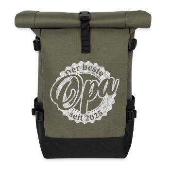 Der Beste Opa seit 2025 - Rolltop Rucksack - Olive/Schwarz - Vorne