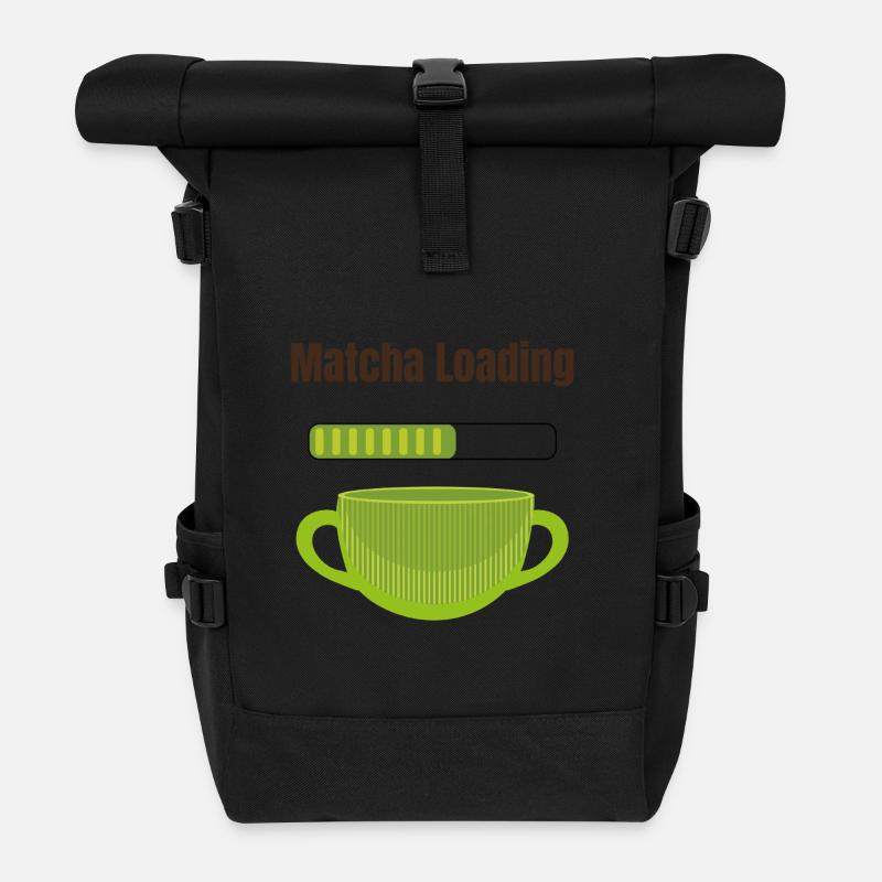 Matcha Loading - Roll Top Backpack - black