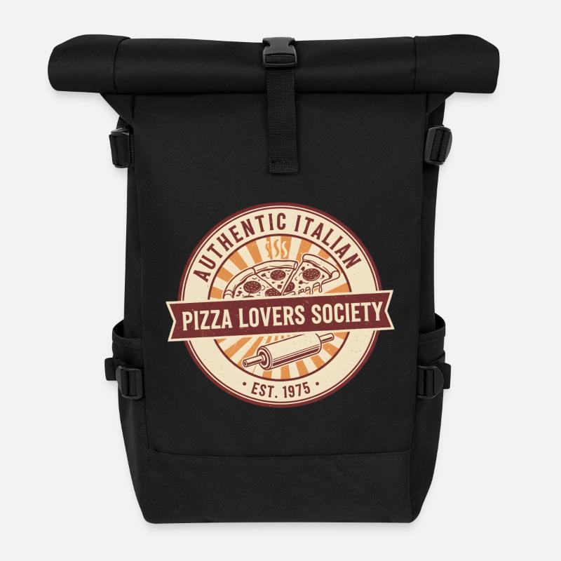 Pizza Lover Italian Authentic - Roll Top Backpack - black