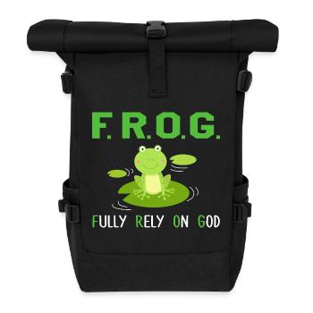 FROG Fully Rely On God Christian Religious Faith - Roll Top Backpack - black - Front