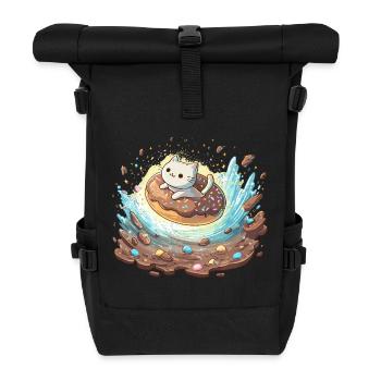 Kawaii Katzen Donut  - Rolltop Rucksack - Schwarz - Vorne