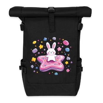 Kleiner Hase auf Pinkem Sternzauber - Rolltop Rucksack - Schwarz - Vorne