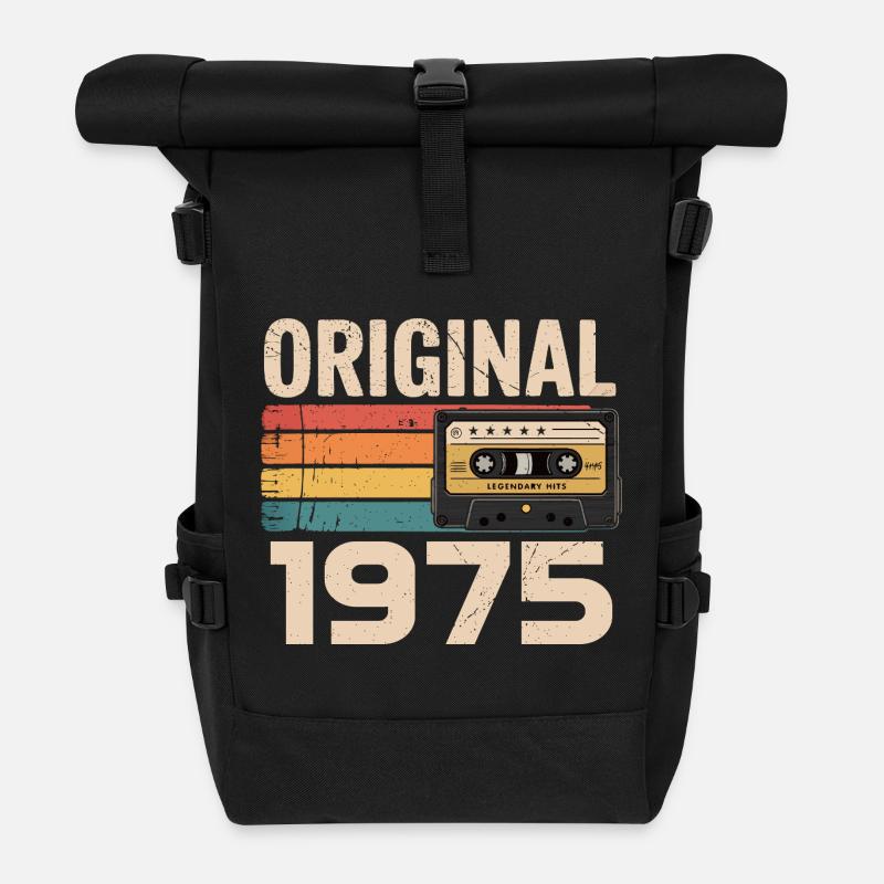 Originaler 1975er Retro-Geburtstag 1975 - Rolltop Rucksack - Schwarz