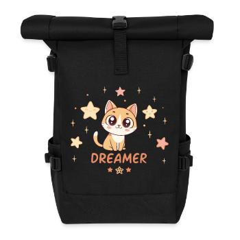 Dreamy Kitten und Sweet Stars - Rolltop Rucksack - Schwarz - Vorne