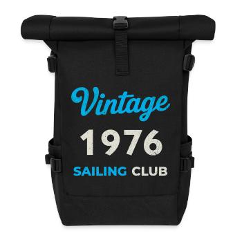 Vintage 1976 – Sailing Club Retro Geburtsjahr - Rolltop Rucksack - Schwarz - Vorne