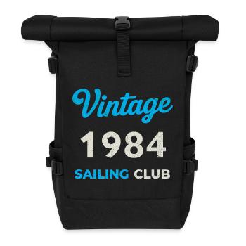 Vintage 1984 – Sailing Club Retro Geburtsjahr - Rolltop Rucksack - Schwarz - Vorne
