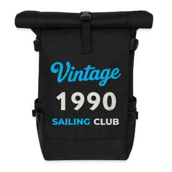 Vintage 1990 – Sailing Club Retro Year of Birth - Roll Top Backpack - black - Front