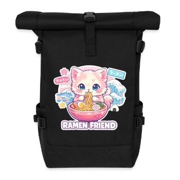 Kawaii Katze Ramen Nudeln Anime Katze - Rolltop Rucksack - Schwarz - Vorne
