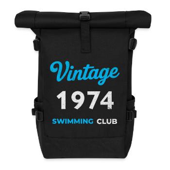 Millésime 1974 – Année de naissance rétro du club de natation - Sac à dos roll top - noir - Devant