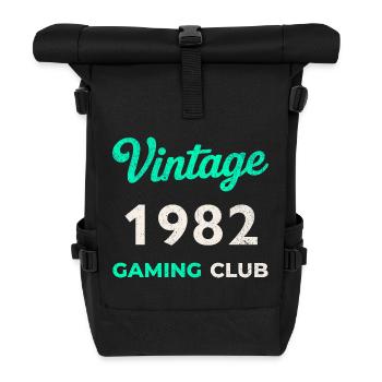 Vintage 1982 – Gaming Club Retro Geburtsjahr - Rolltop Rucksack - Schwarz - Vorne