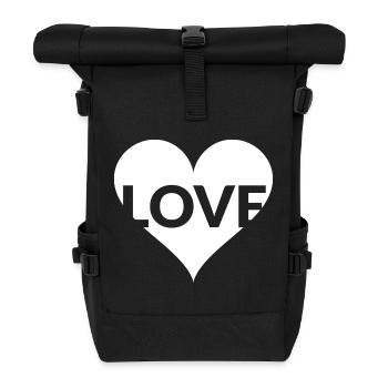 Heart Typo Love Design - Roll Top Backpack - black - Front