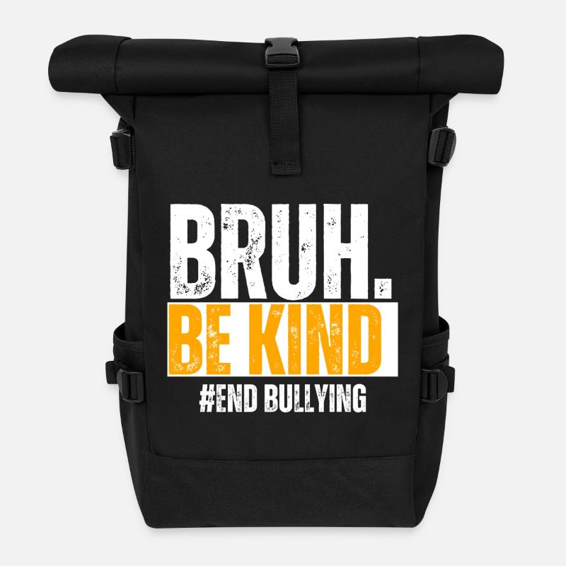 Be Kind Against Bullying - Roll Top Backpack - black