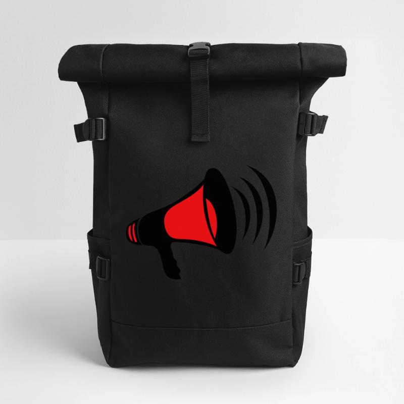 mega, megaphone, megaphone, demonstrate, call, cry Roll Top Backpack