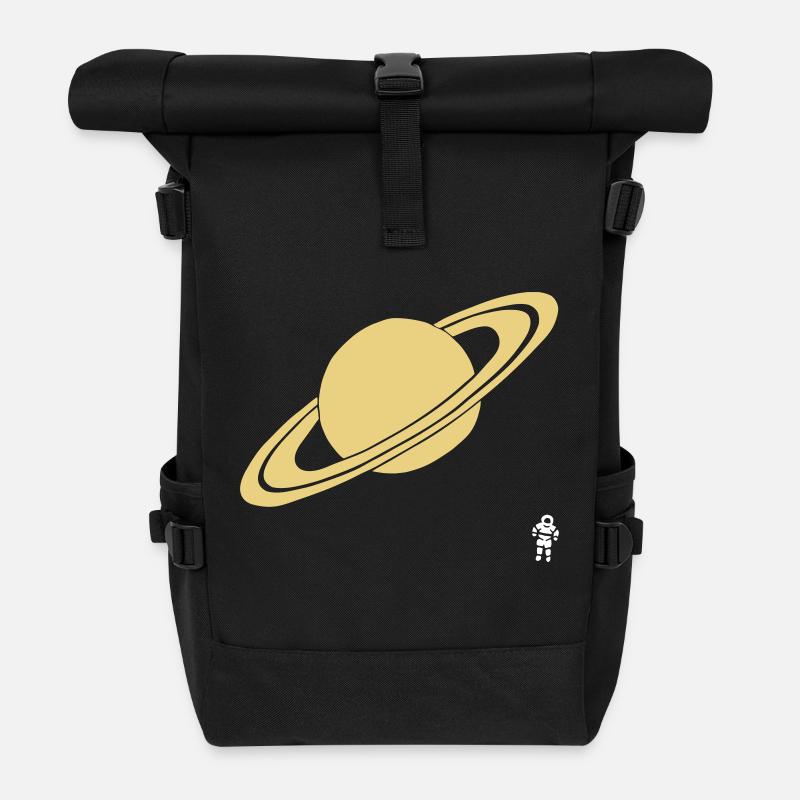 Saturn - Astronaut - Planet - Raumfahrt - Rolltop Rucksack - Schwarz