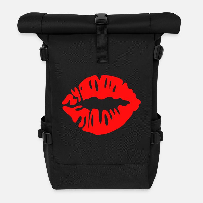 lippen - kuss - Rolltop Rucksack - Schwarz