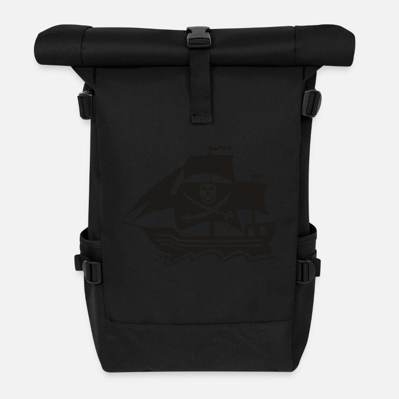 Piratenschiff - Rolltop Rucksack - Schwarz
