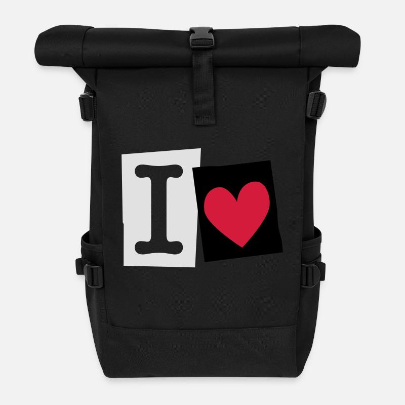 I Love (cutter font) - Rolltop Rucksack - Schwarz