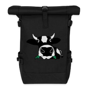 Happy cow eating healthy gras - Roll Top Backpack - black - Front