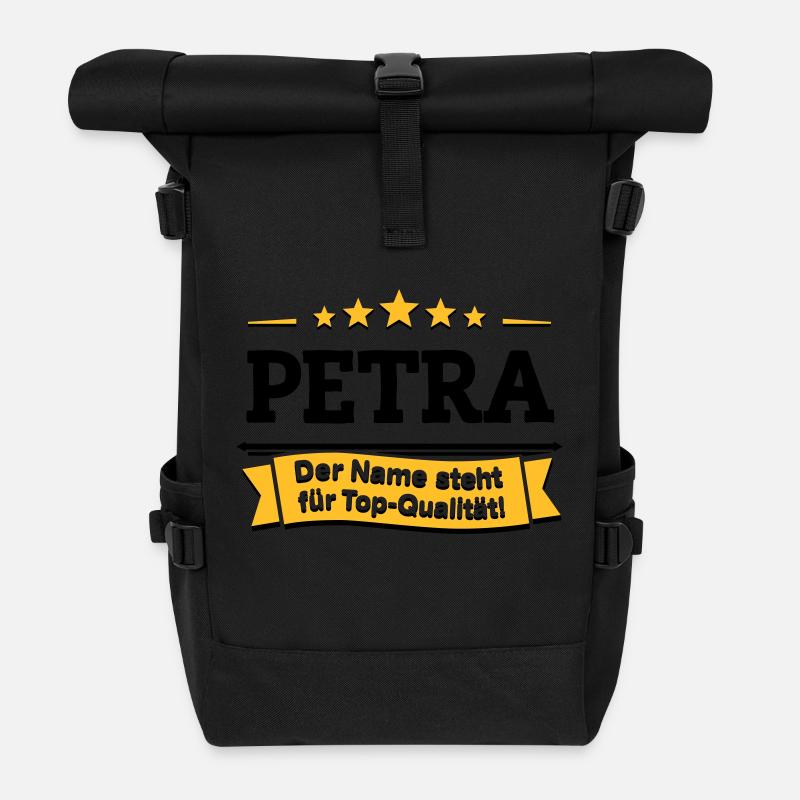 Petra – Der Name steht für Top-Qualität! - Rolltop Rucksack - Schwarz