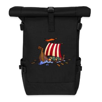 Wikingerschiff - Rolltop Rucksack - Schwarz - Vorne