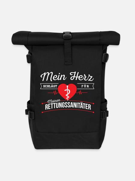 Rettungssanitäter Herz - Rolltop Rucksack - Schwarz