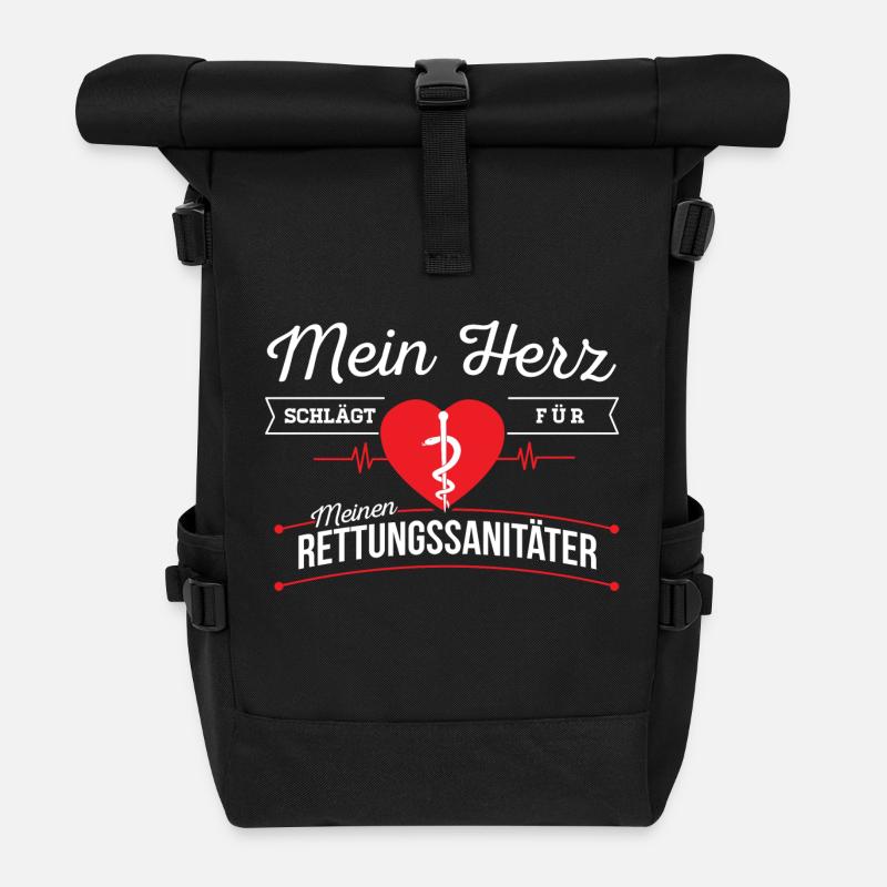 Rettungssanitäter Herz - Rolltop Rucksack - Schwarz