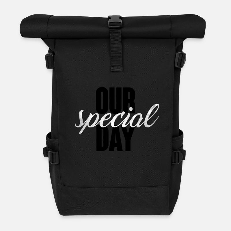 Hochzeit / Heirat: Our special day - Rolltop Rucksack - Schwarz
