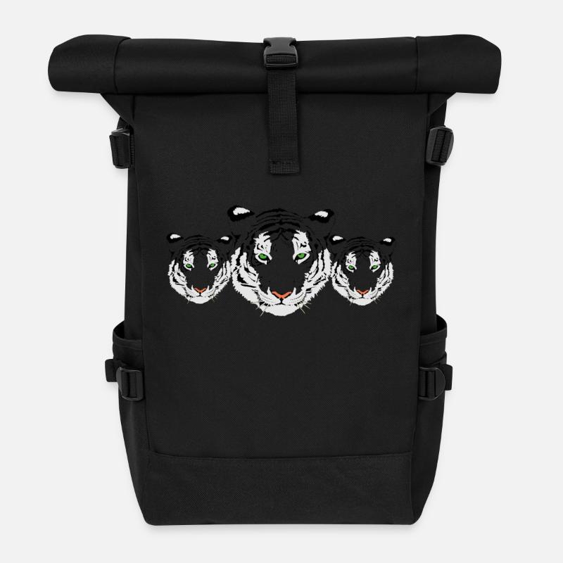 tiger, weiße tiger,tiger trio - Rolltop Rucksack - Schwarz