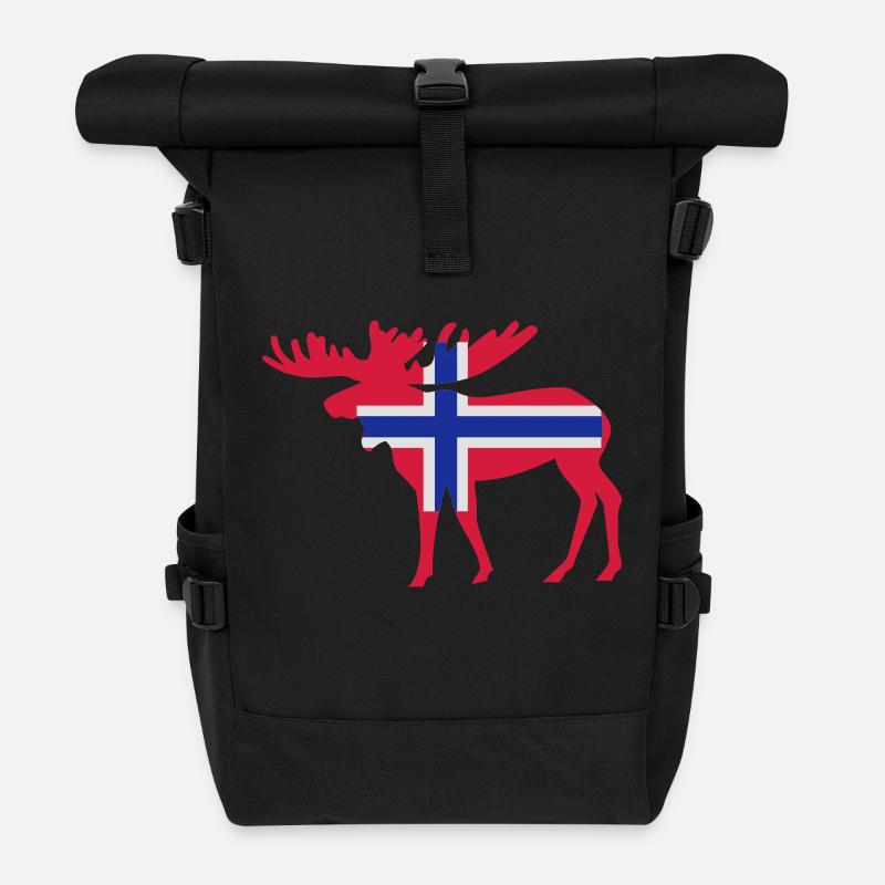 Norwegen - Elch - Rolltop Rucksack - Schwarz