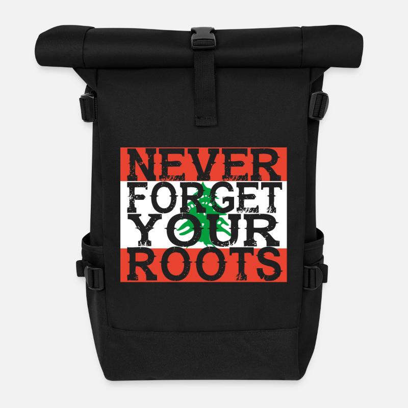 never forget roots home Lebanon - Roll Top Backpack - black