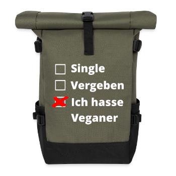 Ich hasse Veganer - Rolltop Rucksack - Olive/Schwarz - Vorne