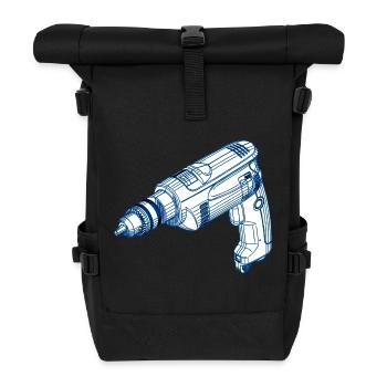 Bohrmaschine - Rolltop Rucksack - Schwarz - Vorne