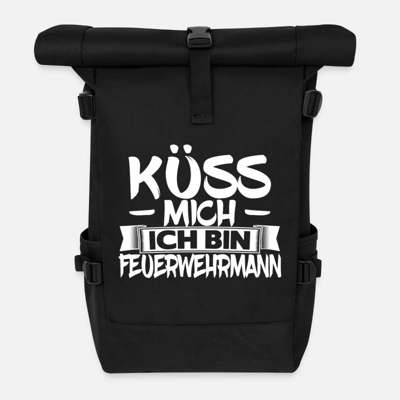 Küss mich ich bin Feuerwehrmann - Rolltop Rucksack - Schwarz