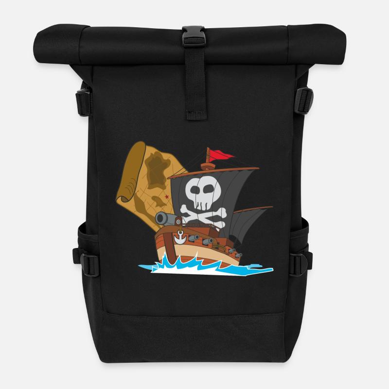 bateau pirate bateau bateau pirate skull5 - Sac à dos roll top - noir