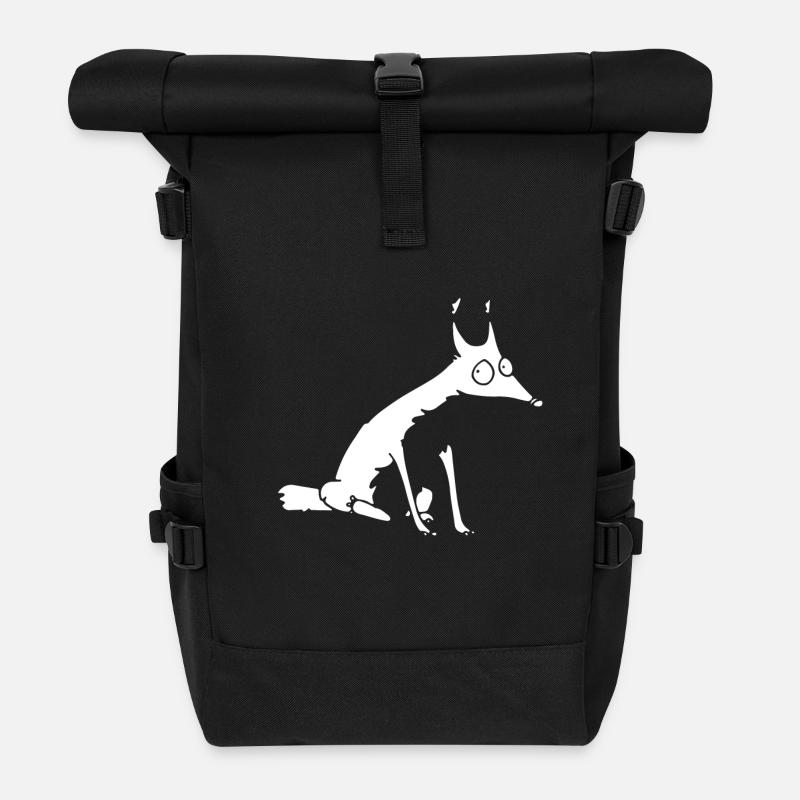 White fox no 1 - Rolltop Rucksack - Schwarz