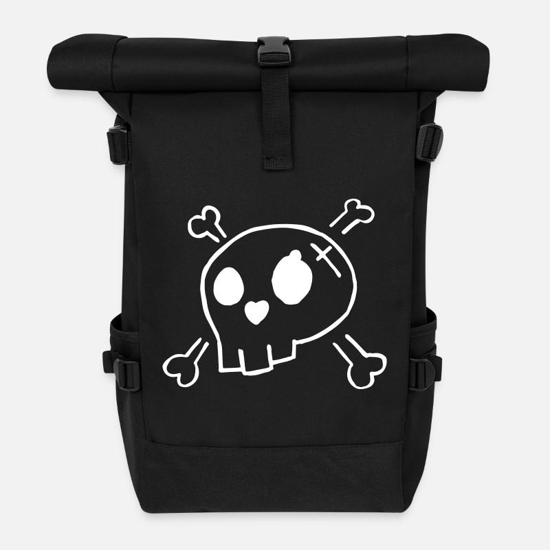skully - Rolltop Rucksack - Schwarz